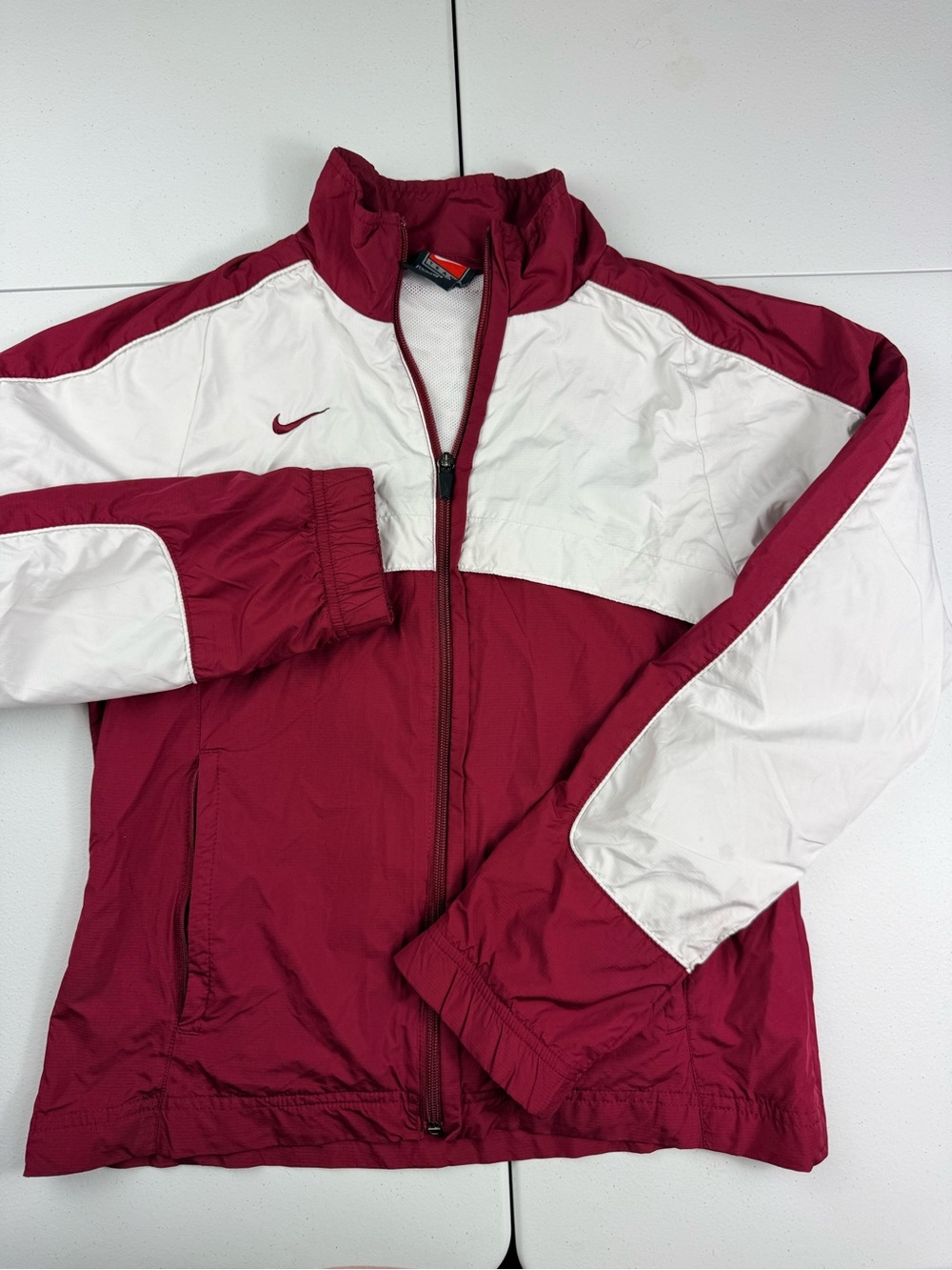 Nike womens Maroon and White Lightweight Track Jacket